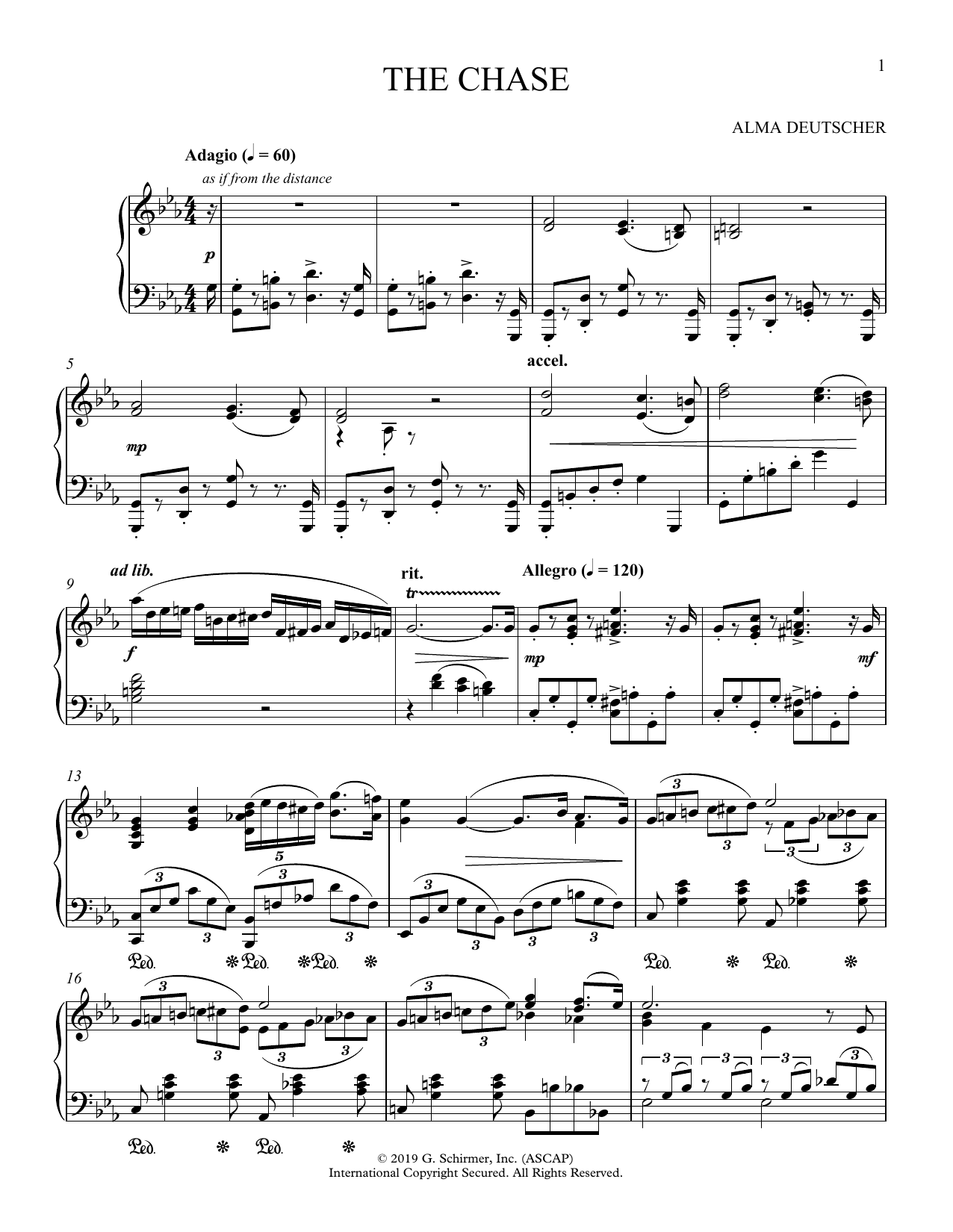 Alma Deutscher The Chase (Impromptu in C Minor) sheet music notes and chords arranged for Piano Solo