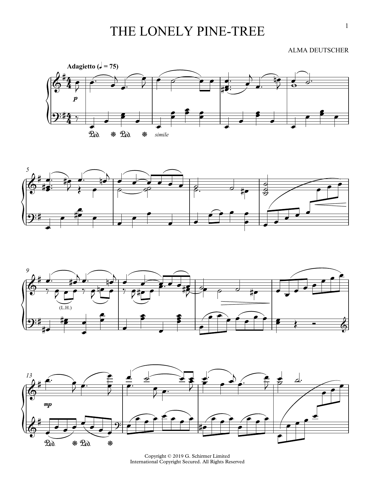 Alma Deutscher The Lonely Pine-Tree sheet music notes and chords arranged for Piano Solo