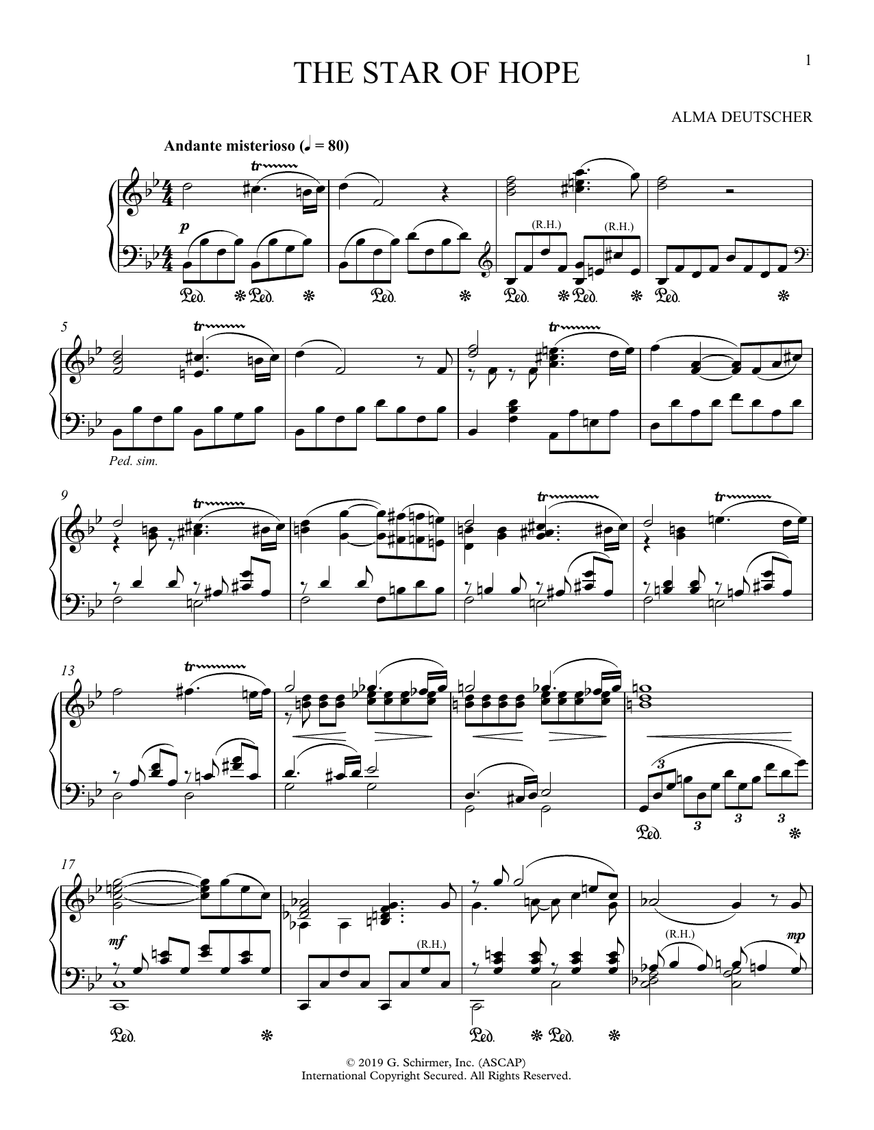 Alma Deutscher The Star Of Hope (from Cinderella) sheet music notes and chords arranged for Piano Solo
