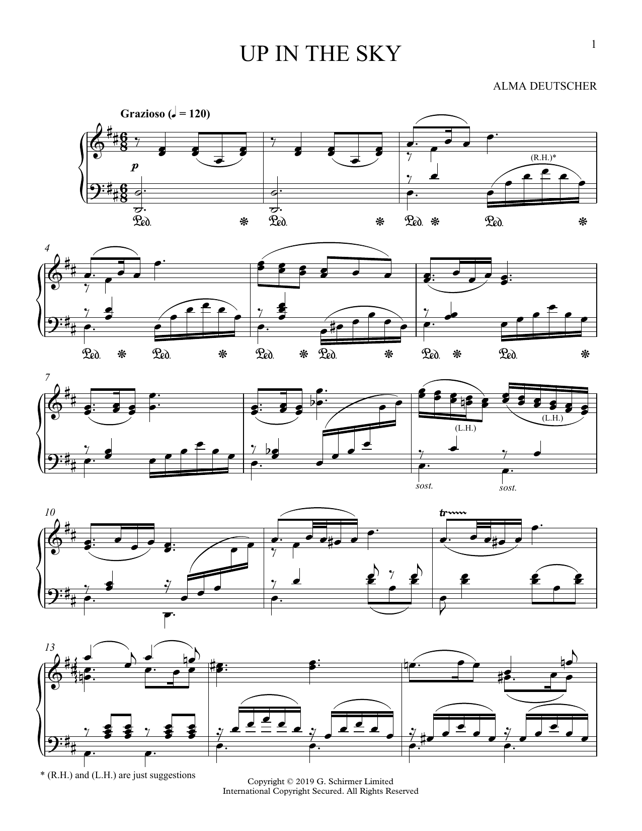 Alma Deutscher Up In The Sky (from Cinderella) sheet music notes and chords arranged for Piano Solo