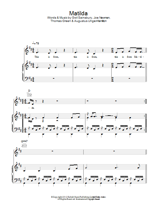 Alt-J Matilda sheet music notes and chords arranged for Guitar Chords/Lyrics