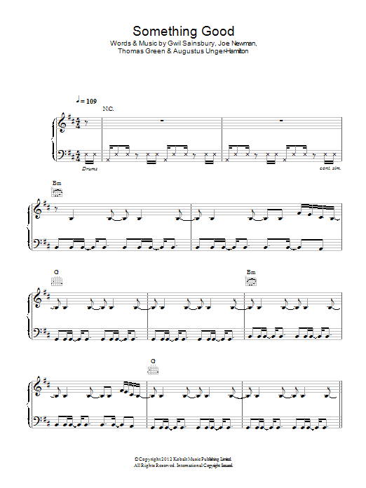 Alt-J Something Good sheet music notes and chords arranged for Piano, Vocal & Guitar Chords