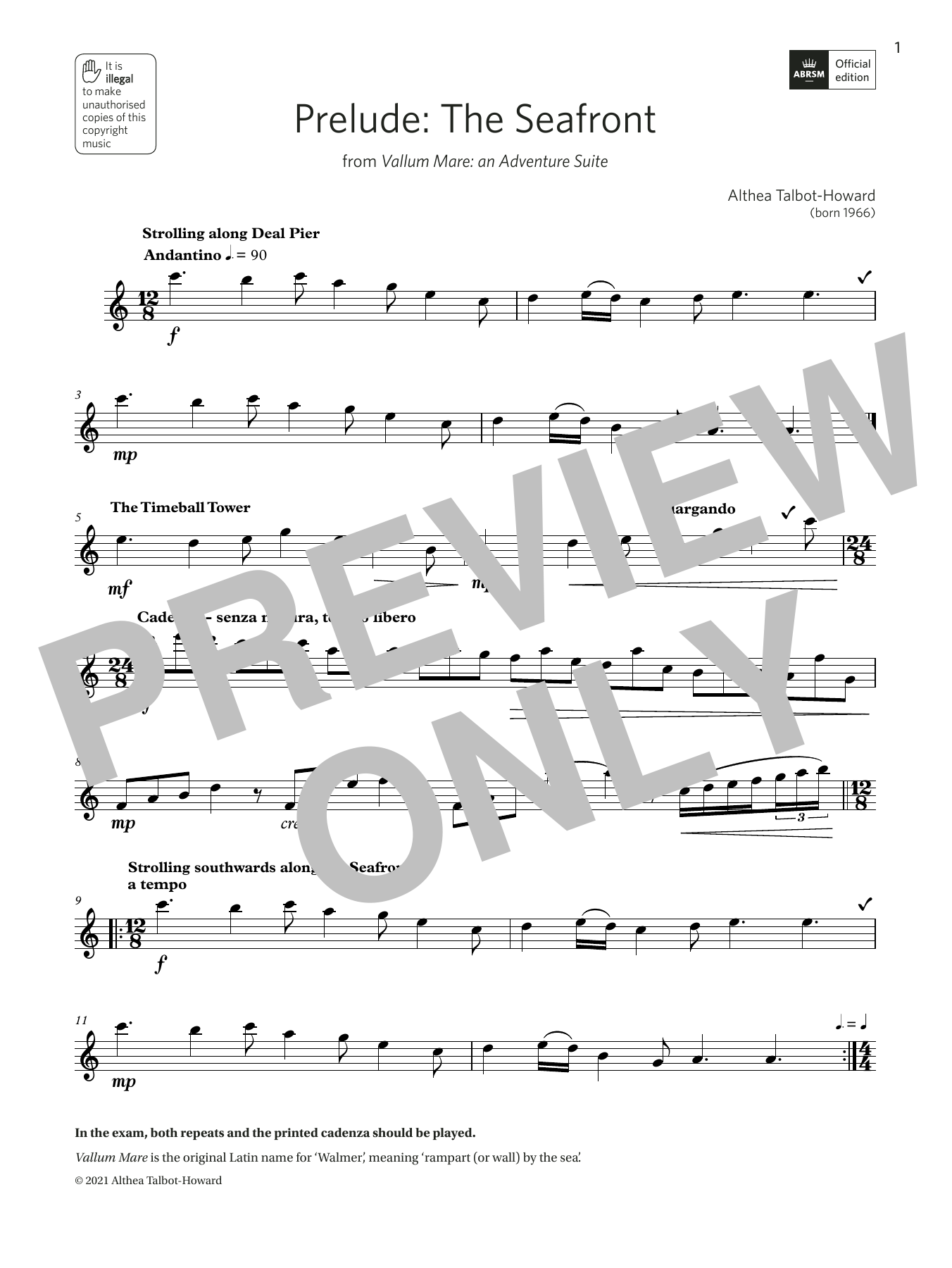 Althea Talbot-Howard Prelude: The Seafront (Grade 5 List B10 from the ABRSM Treble Recorder syllabus from 2022) sheet music notes and chords arranged for Recorder