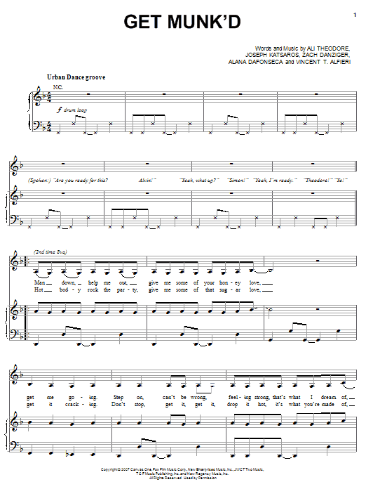 Alvin And The Chipmunks Get Munk'd sheet music notes and chords arranged for Piano, Vocal & Guitar Chords (Right-Hand Melody)