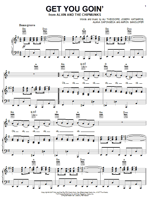 Alvin And The Chipmunks Get You Goin' sheet music notes and chords arranged for Piano, Vocal & Guitar Chords (Right-Hand Melody)