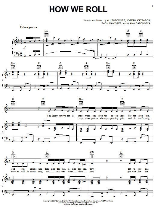 Alvin And The Chipmunks How We Roll sheet music notes and chords arranged for Piano, Vocal & Guitar Chords (Right-Hand Melody)