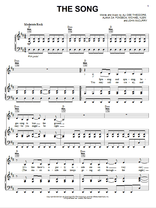Alvin And The Chipmunks The Song sheet music notes and chords arranged for Piano, Vocal & Guitar Chords (Right-Hand Melody)