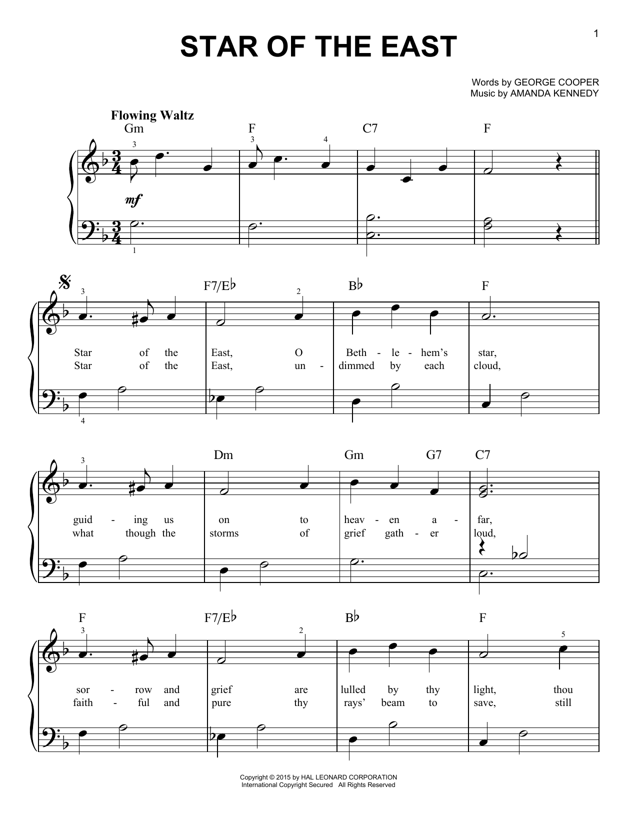 Amanda Kennedy Star Of The East sheet music notes and chords arranged for Lead Sheet / Fake Book
