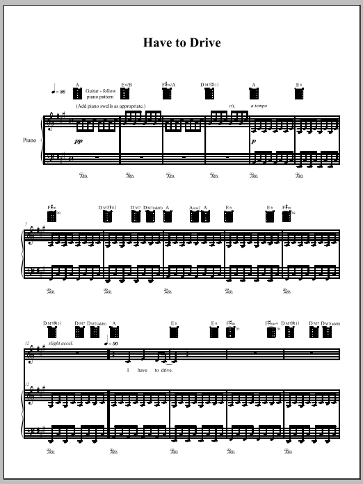 Amanda Palmer Have To Drive sheet music notes and chords arranged for Piano, Vocal & Guitar Chords (Right-Hand Melody)