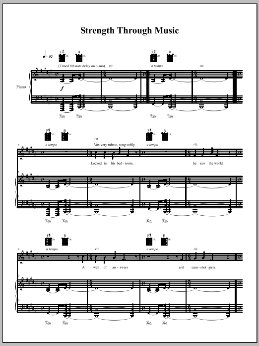 Amanda Palmer Strength Through Music sheet music notes and chords arranged for Piano, Vocal & Guitar Chords (Right-Hand Melody)