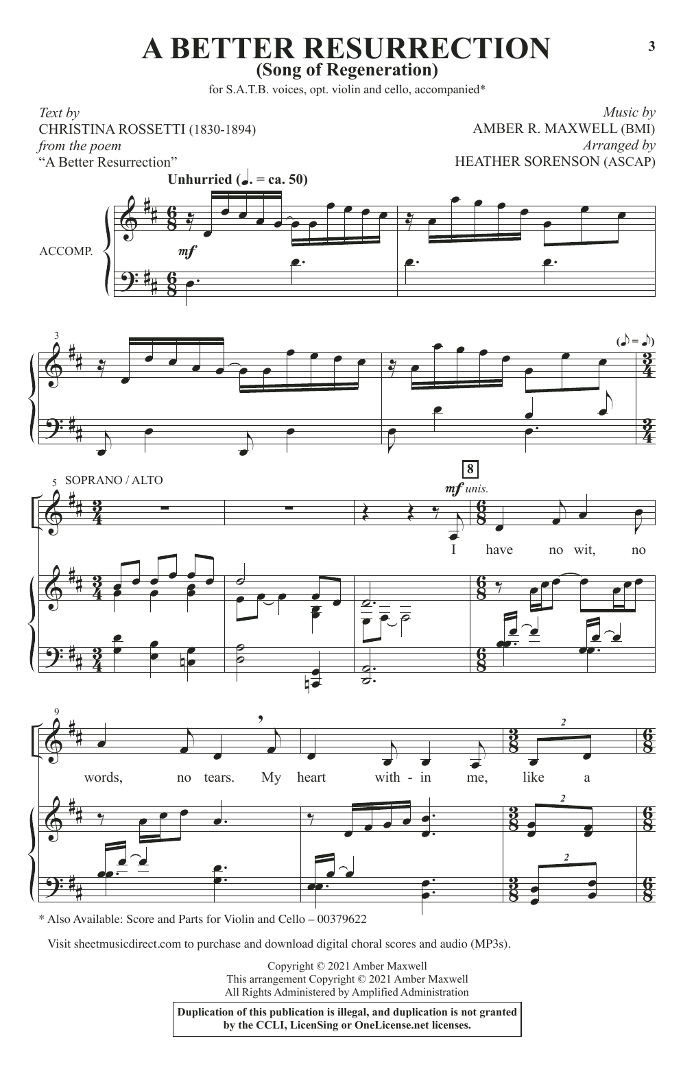 Amber R. Maxwell A Better Resurrection (Song Of Regeneration) (arr. Heather Sorenson) sheet music notes and chords arranged for SATB Choir