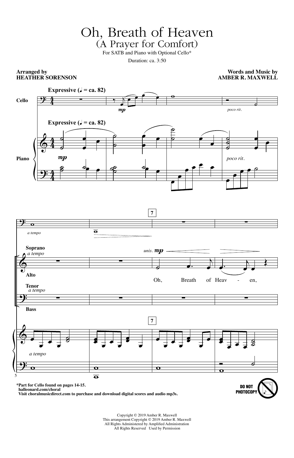 Amber R. Maxwell Oh, Breath Of Heaven (A Prayer For Comfort) (arr. Heather Sorenson) sheet music notes and chords arranged for SATB Choir