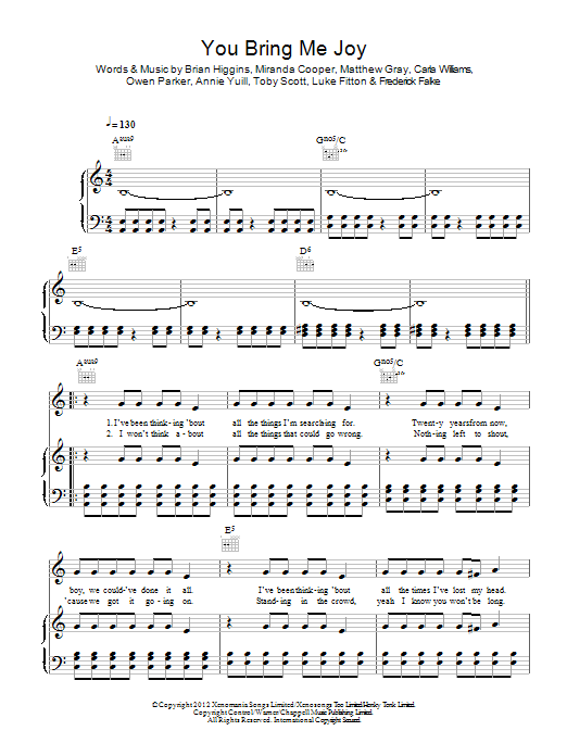 Amelia Lily You Bring Me Joy sheet music notes and chords arranged for Piano, Vocal & Guitar Chords