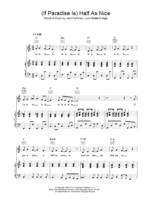 Amen Corner (If Paradise Is) Half As Nice sheet music notes and chords arranged for Piano, Vocal & Guitar Chords