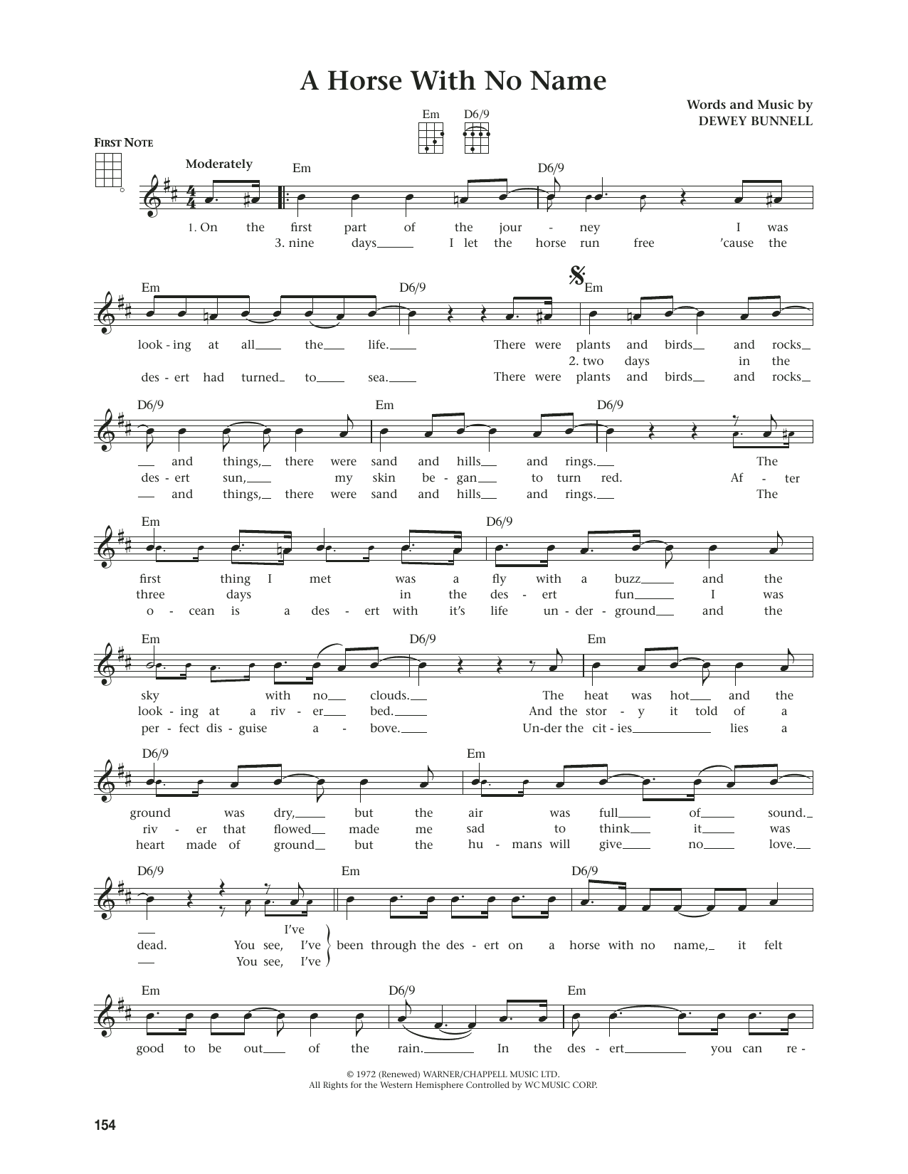 America A Horse With No Name (from The Daily Ukulele) (arr. Jim Beloff) sheet music notes and chords arranged for Ukulele