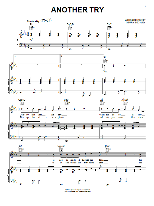America Another Try sheet music notes and chords arranged for Piano, Vocal & Guitar Chords (Right-Hand Melody)
