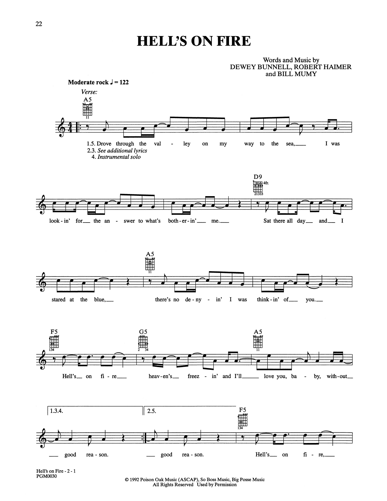 America Hell's On Fire sheet music notes and chords arranged for Easy Guitar