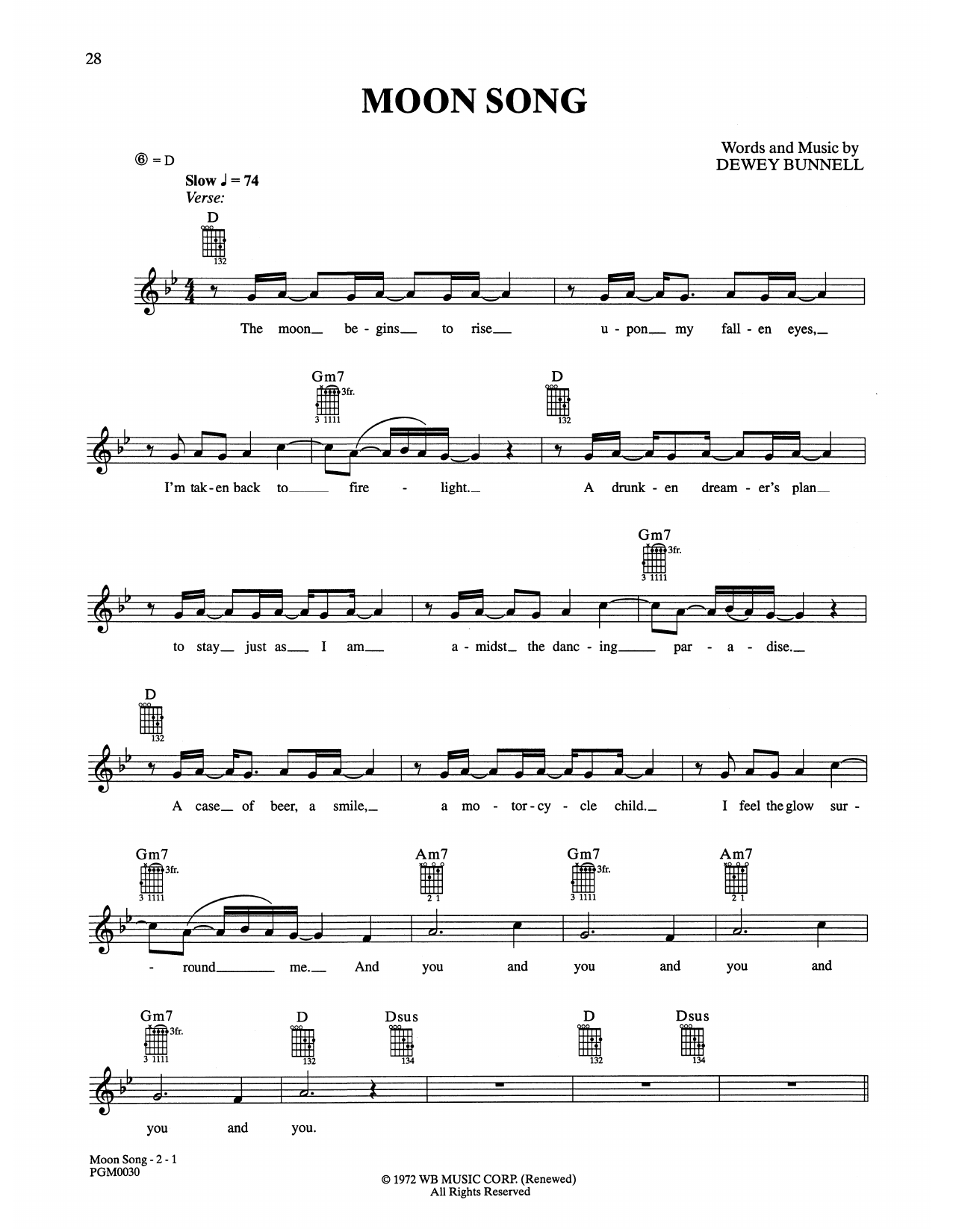 America Moon Song sheet music notes and chords arranged for Easy Guitar