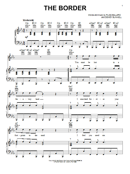 America The Border sheet music notes and chords arranged for Easy Guitar