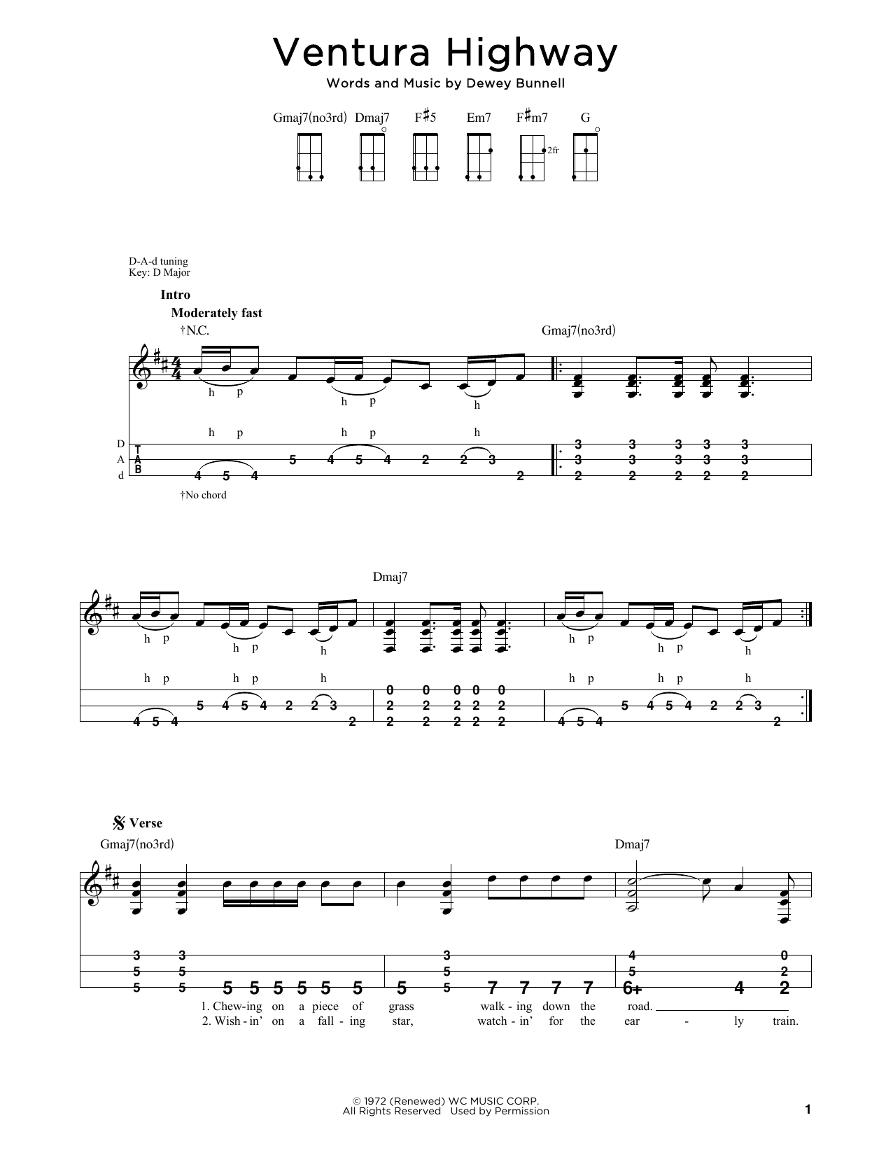 America Ventura Highway (arr. Steven B. Eulberg) sheet music notes and chords arranged for Dulcimer