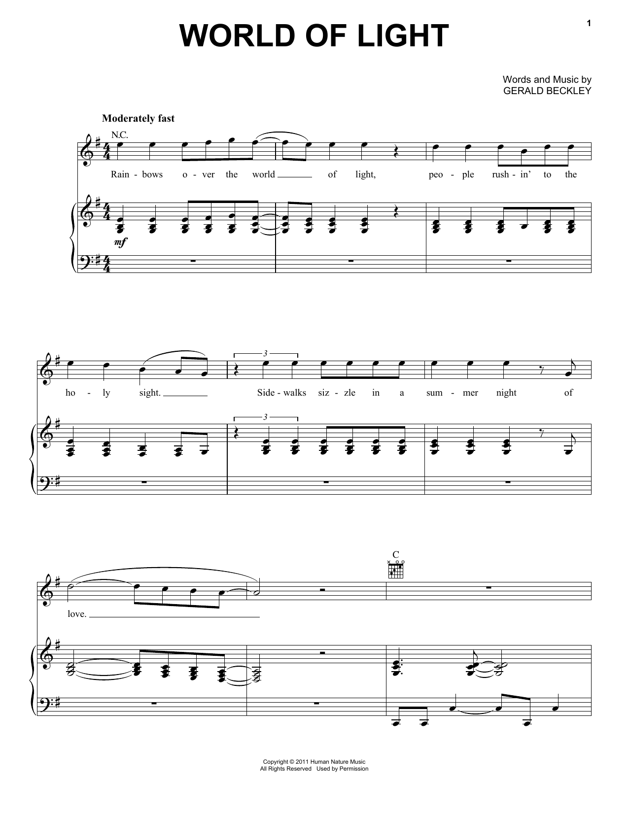 America World Of Light sheet music notes and chords arranged for Piano, Vocal & Guitar Chords (Right-Hand Melody)