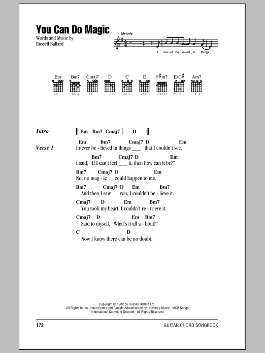America You Can Do Magic sheet music notes and chords arranged for Easy Guitar