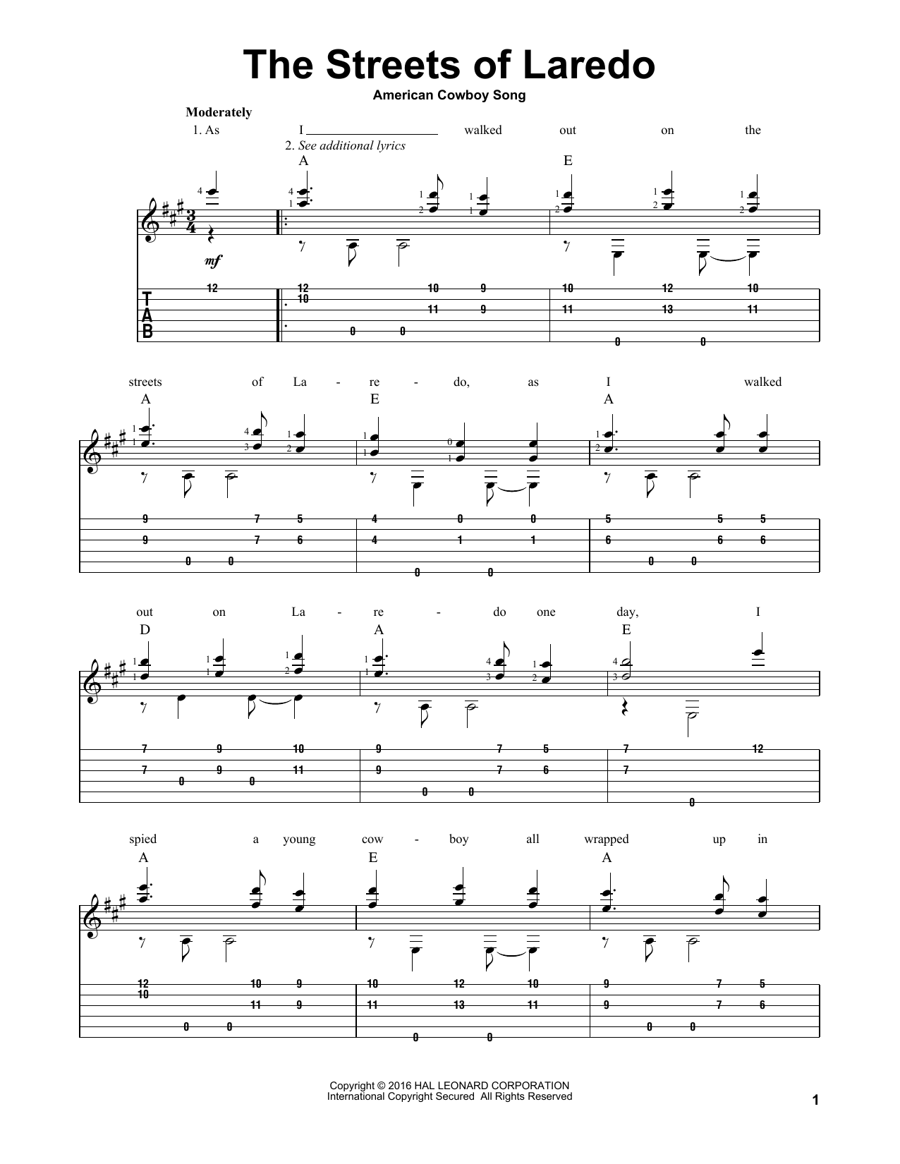 Mark Phillips The Streets Of Laredo sheet music notes and chords arranged for Solo Guitar