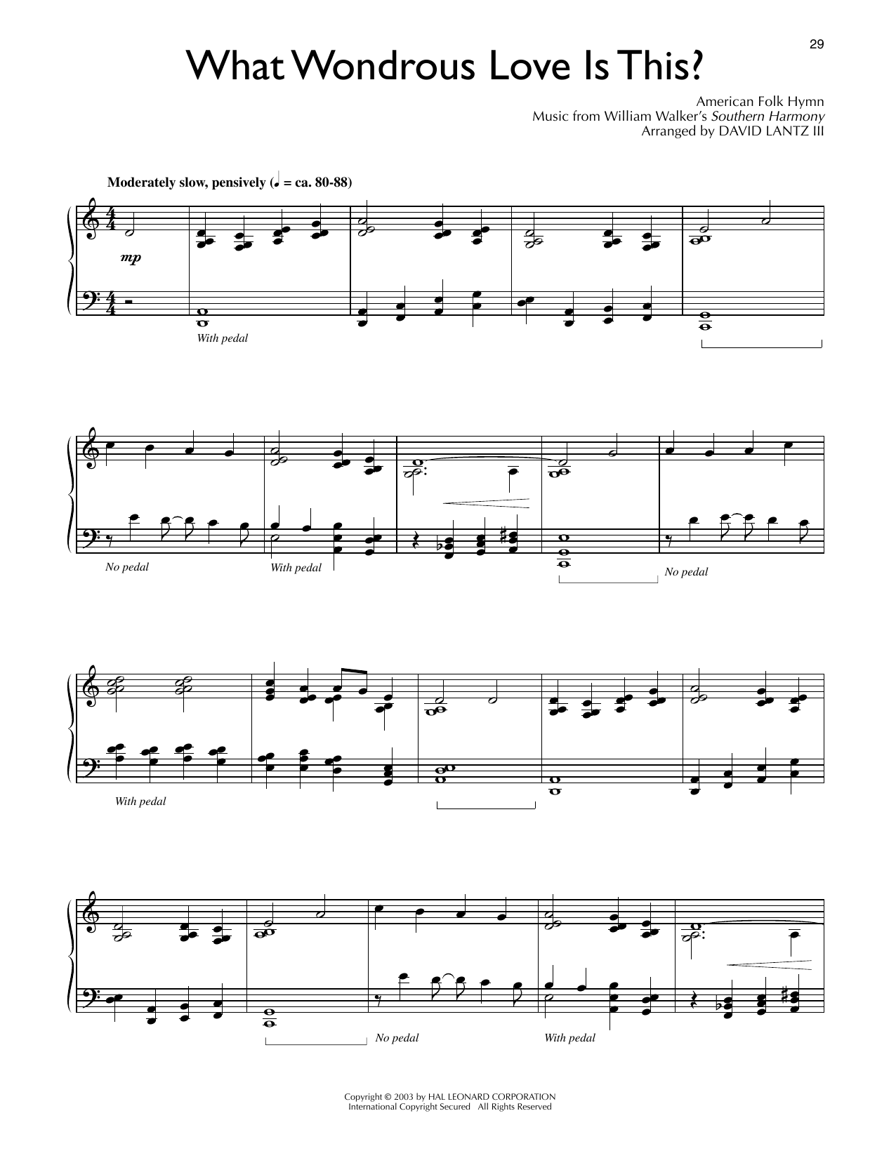 American Folk Hymn What Wondrous Love Is This (arr. David Lantz III) sheet music notes and chords arranged for Piano Solo