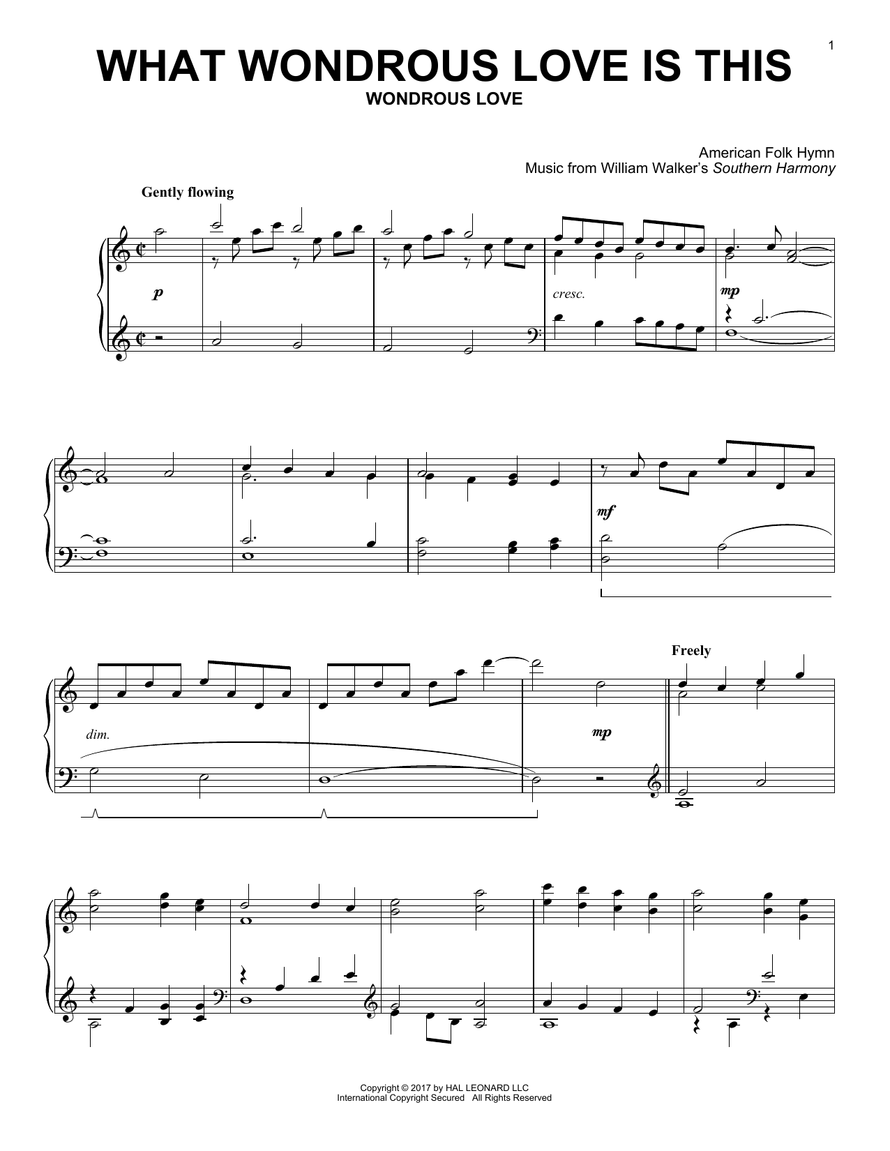 American Folk Hymn What Wondrous Love Is This sheet music notes and chords arranged for Piano Solo