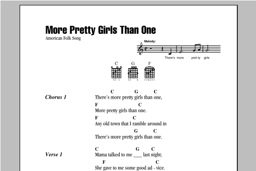 American Folk Song More Pretty Girls Than One sheet music notes and chords arranged for Guitar Chords/Lyrics