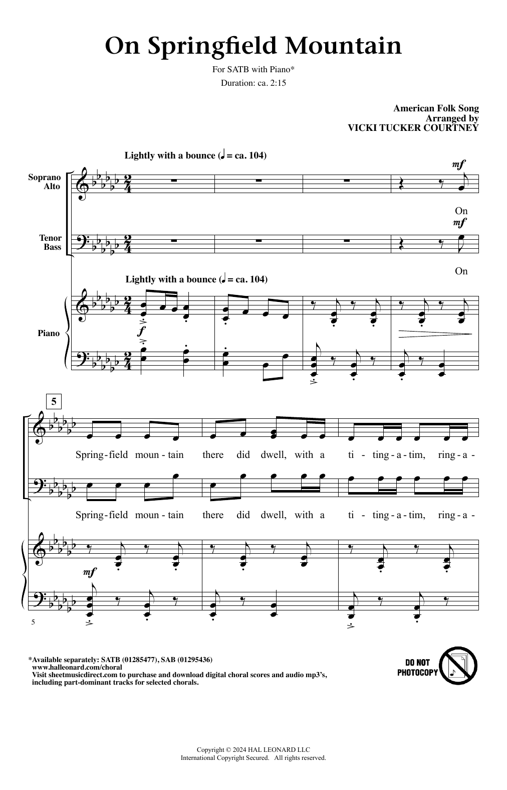 American Folk Song On Springfield Mountain (arr. Vicki Tucker Courtney) sheet music notes and chords arranged for SAB Choir