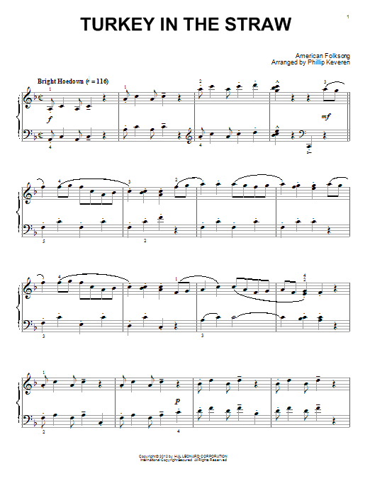 American Folksong Turkey In The Straw (arr. Phillip Keveren) sheet music notes and chords arranged for Piano Solo