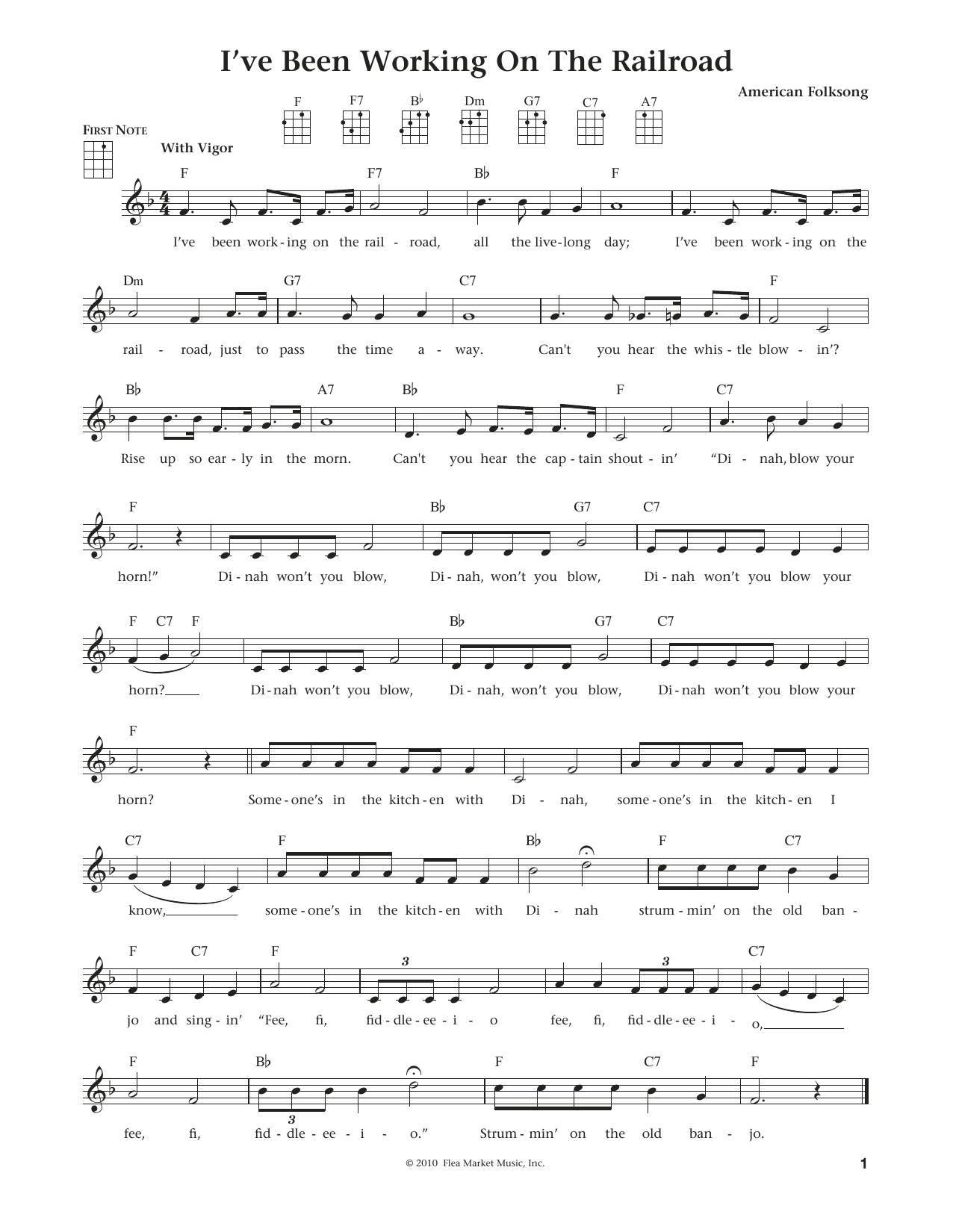 American Folksong I've Been Working On The Railroad (from The Daily Ukulele) (arr. Liz and Jim Beloff) sheet music notes and chords arranged for Ukulele