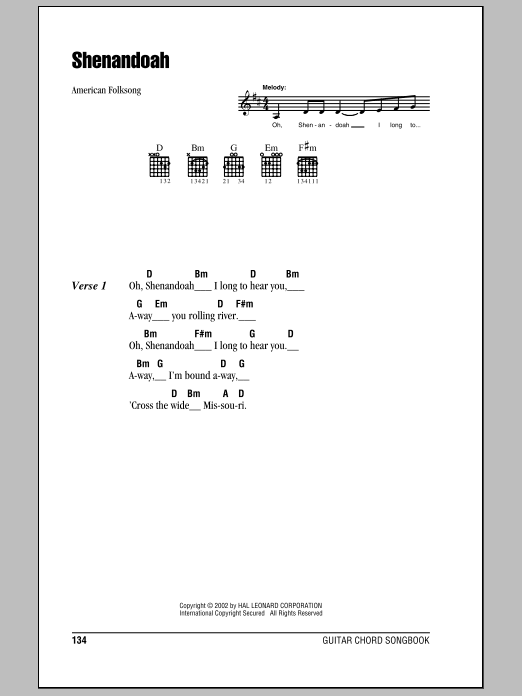American Folksong Shenandoah sheet music notes and chords arranged for Trumpet Solo