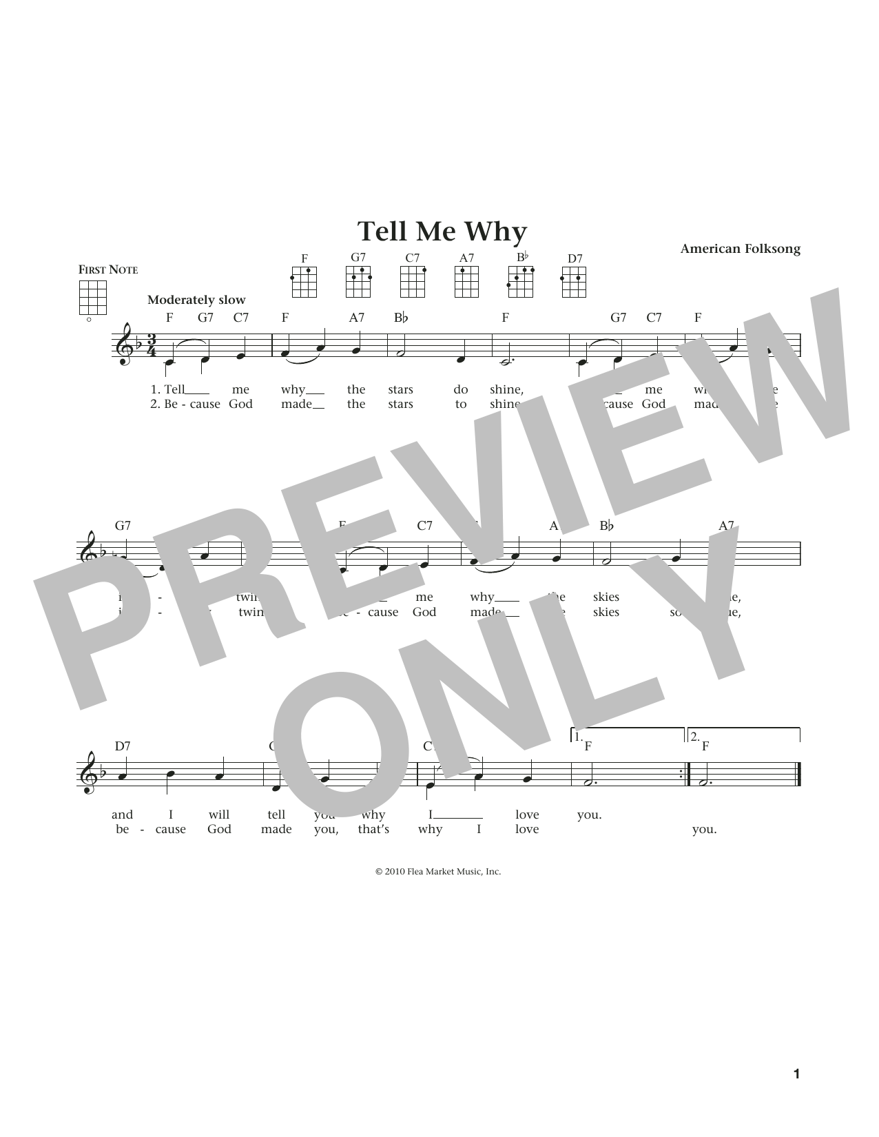 American Folksong Tell Me Why (from The Daily Ukulele) (arr. Liz and Jim Beloff) sheet music notes and chords arranged for Ukulele