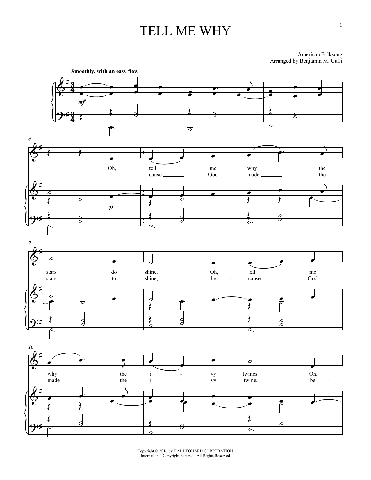 American Folksong Tell Me Why sheet music notes and chords arranged for Piano & Vocal