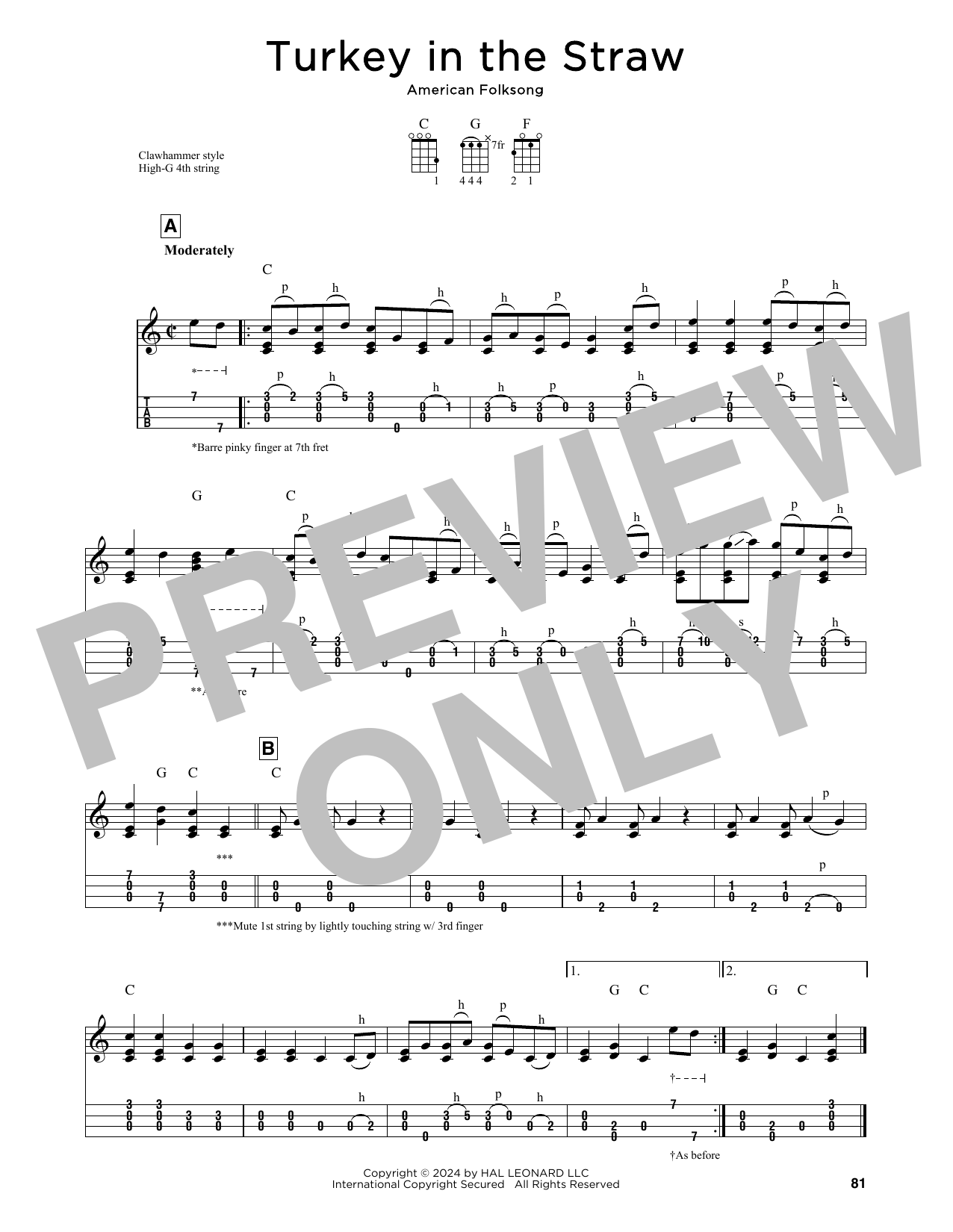American Folksong Turkey In The Straw (arr. Jim Schustedt) sheet music notes and chords arranged for Ukulele