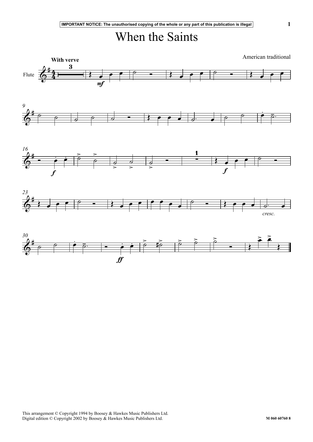 American Traditional When The Saints Go Marching In sheet music notes and chords arranged for Instrumental Solo