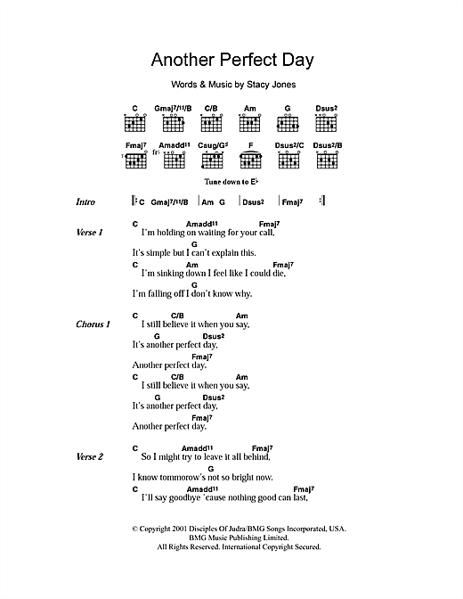American Hi-Fi Another Perfect Day sheet music notes and chords arranged for Guitar Chords/Lyrics