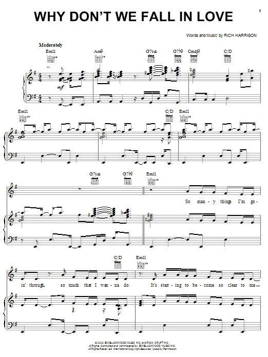 Amerie Why Don't We Fall In Love sheet music notes and chords arranged for Piano, Vocal & Guitar Chords (Right-Hand Melody)