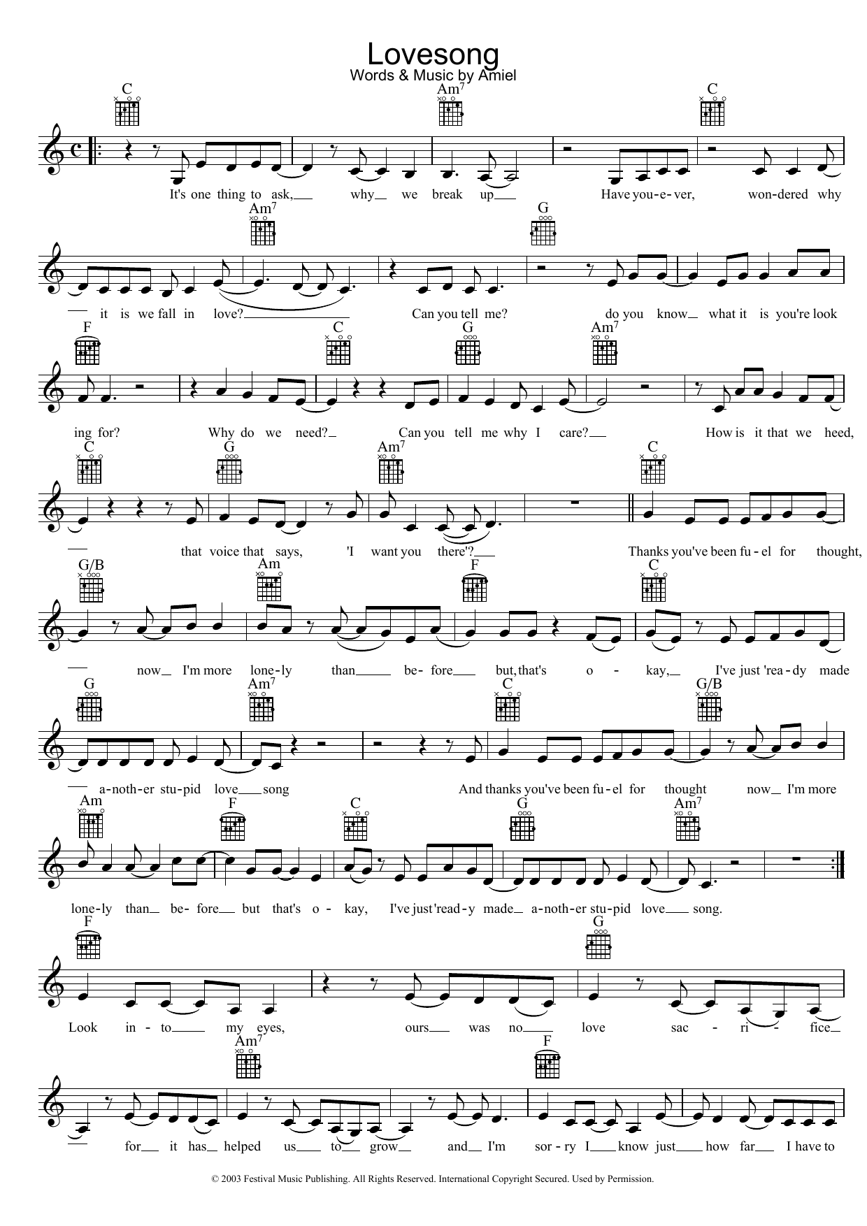 Amiel Lovesong sheet music notes and chords arranged for Lead Sheet / Fake Book