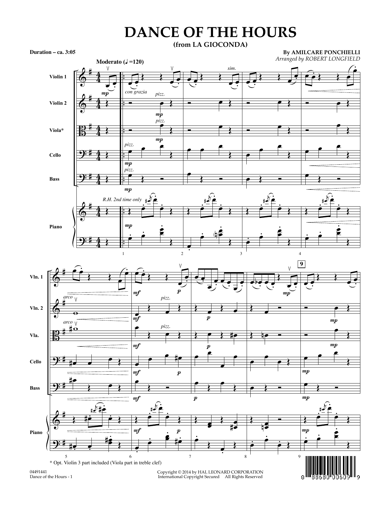 Amilcare Ponchielli Dance of the Hours (arr. Robert Longfield) - Conductor Score (Full Score) sheet music notes and chords arranged for Orchestra