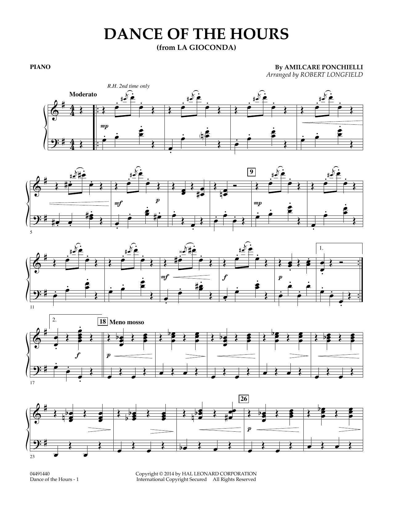Amilcare Ponchielli Dance of the Hours (arr. Robert Longfield) - Piano sheet music notes and chords arranged for Orchestra