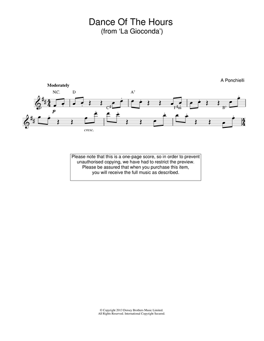 Amilcare Ponchielli Dance Of The Hours (from La Gioconda) sheet music notes and chords. Download Printable PDF.