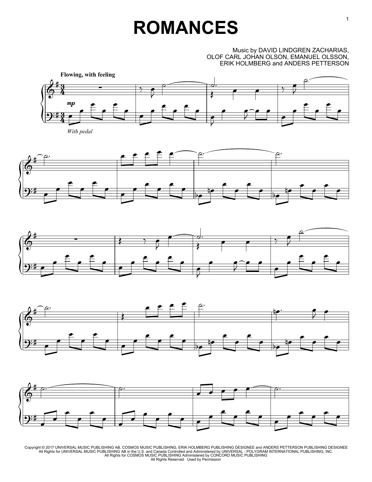 Amity Cadet Romances sheet music notes and chords arranged for Piano Solo