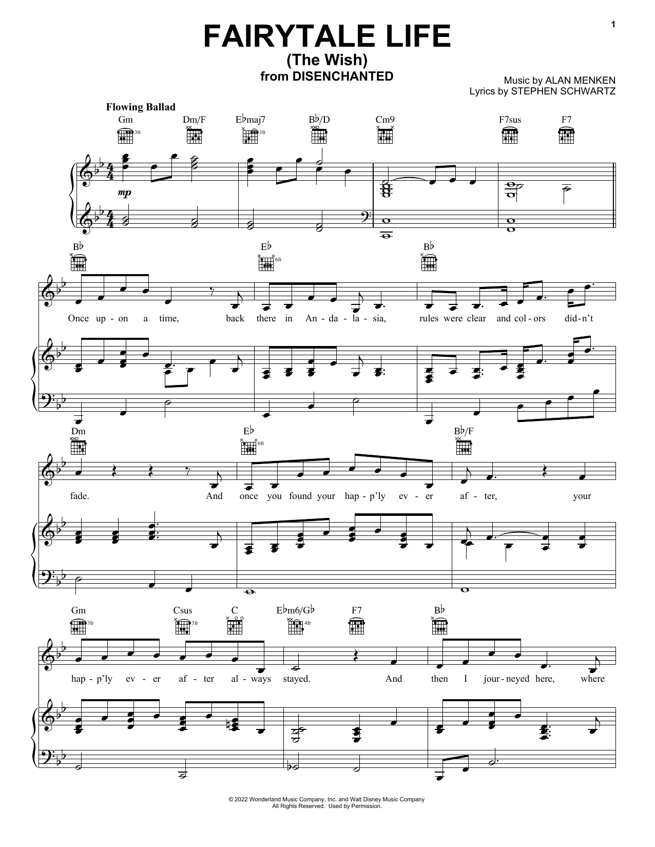 Amy Adams Fairytale Life (The Wish) (from Disenchanted) sheet music notes and chords arranged for Piano, Vocal & Guitar Chords (Right-Hand Melody)