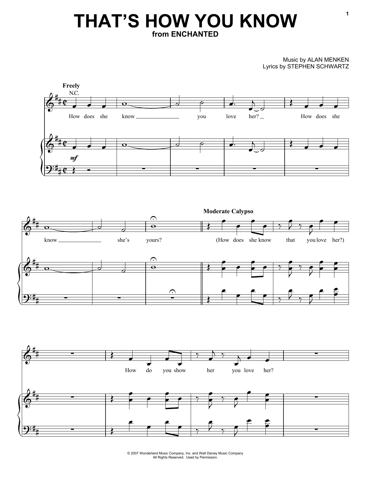 Amy Adams That's How You Know (from Enchanted) sheet music notes and chords arranged for Pro Vocal