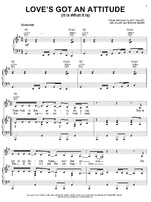 Amy Dalley Love's Got An Attitude (It Is What It Is) sheet music notes and chords arranged for Piano, Vocal & Guitar Chords (Right-Hand Melody)