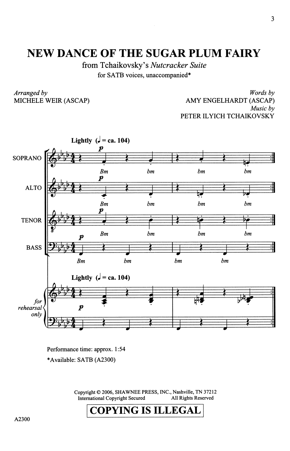 Amy Engelhardt New Dance For The Sugar Plum Fairy (from Tchaikovsky's The Nutcracker Suite) (arr. Michele Weir) sheet music notes and chords arranged for SATB Choir