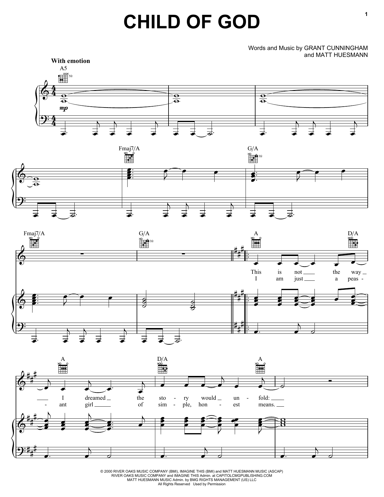 Amy Grant Child Of God sheet music notes and chords arranged for Easy Piano